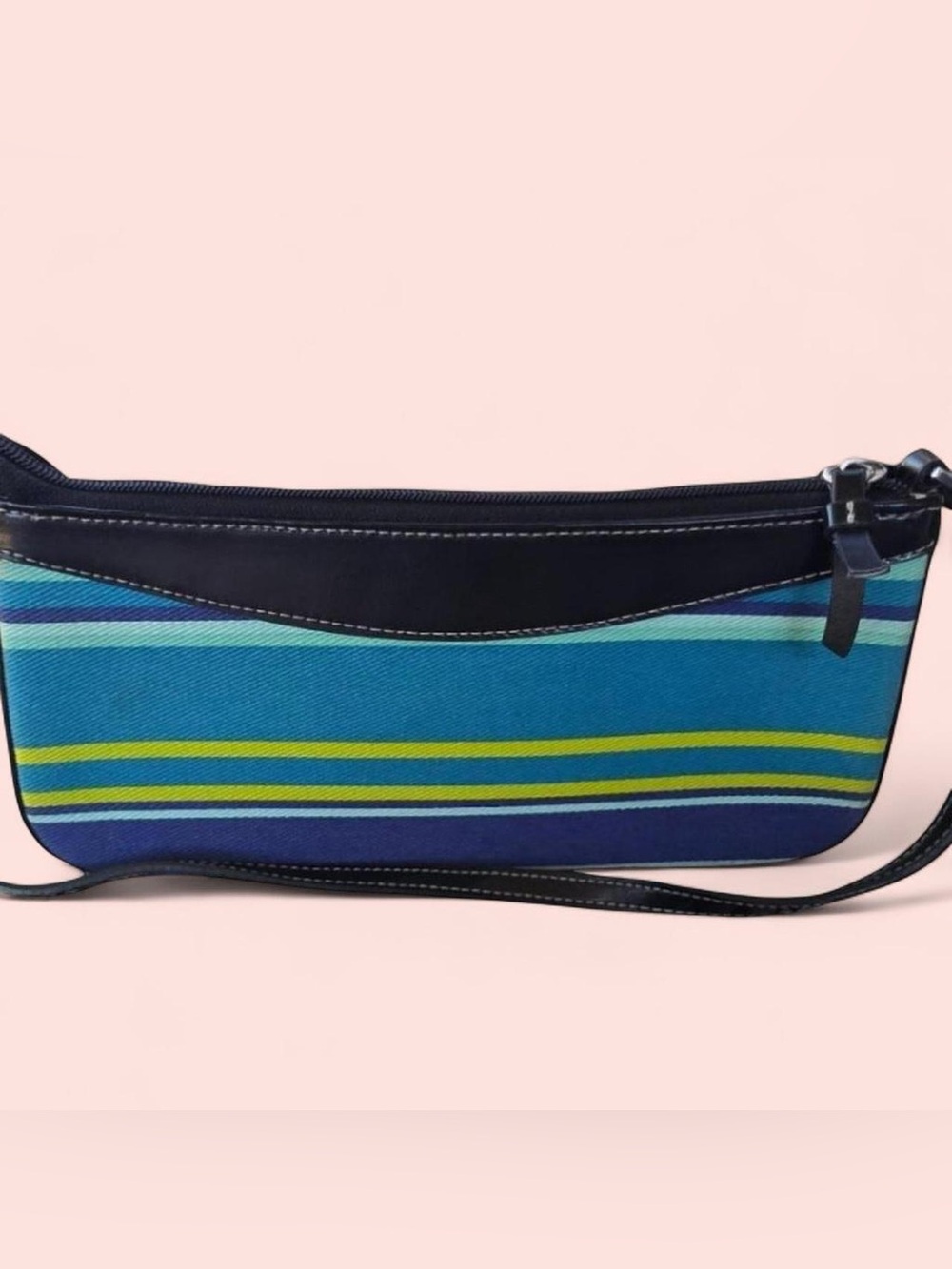 Kate Spade Striped Y2K New York Shoulder Bag Blue Black